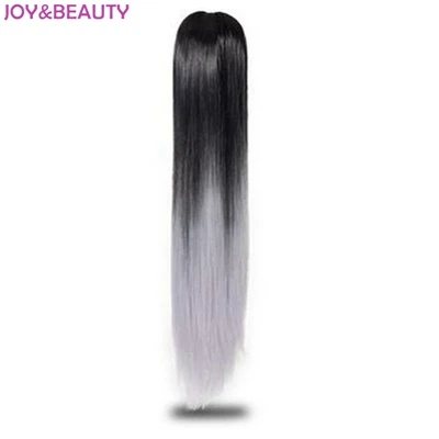 JOY& BEAUTY волосы черный серый Омбре синтетические волосы длинные волнистые коготь хвосты 2" 55 см конский хвост термостойкие - Цвет: # 1B/Серебристо-серый