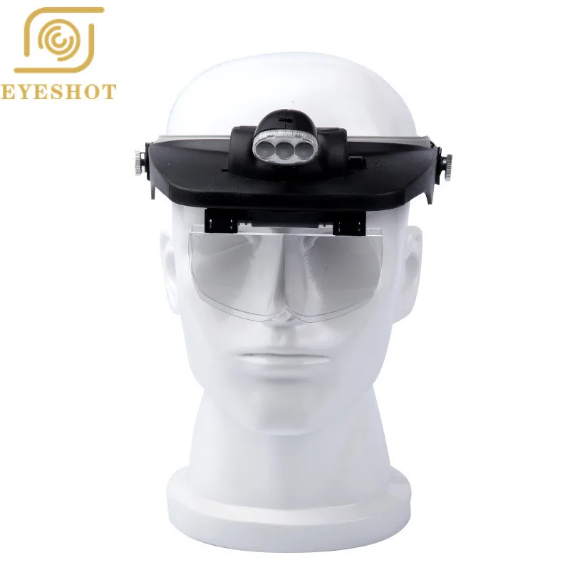EYESHOT 1.2X-3.5X лупа в ручном режиме шлем увеличительное стекло, лупа с лампой 4 объектива для ремонта часов ювелирных изделий