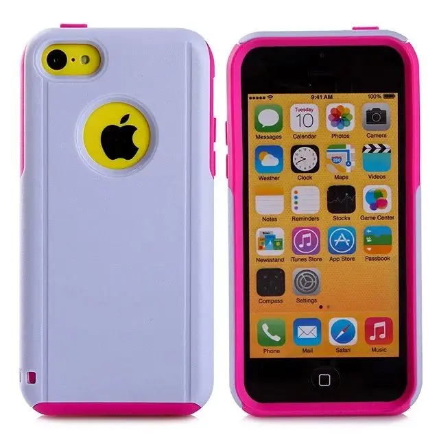pink DHL 2 в 1 пластик+ ТПУ чехол для iphone 5C, Жесткий Чехол для iphone 5C ударопрочный чехол pc+ tpu чехол 100 шт/партия - Цвет: pink