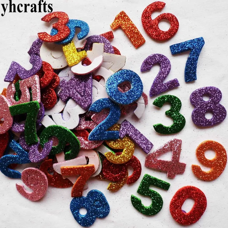 900PCS numbers 10 мешков/УП. Блестящий цветок поролоновые наклейки, набор для скрапбукинга Ранние развивающие игрушки детский сад ремесленные игрушки ручной работы домашние работы - Цвет: 900PCS numbers