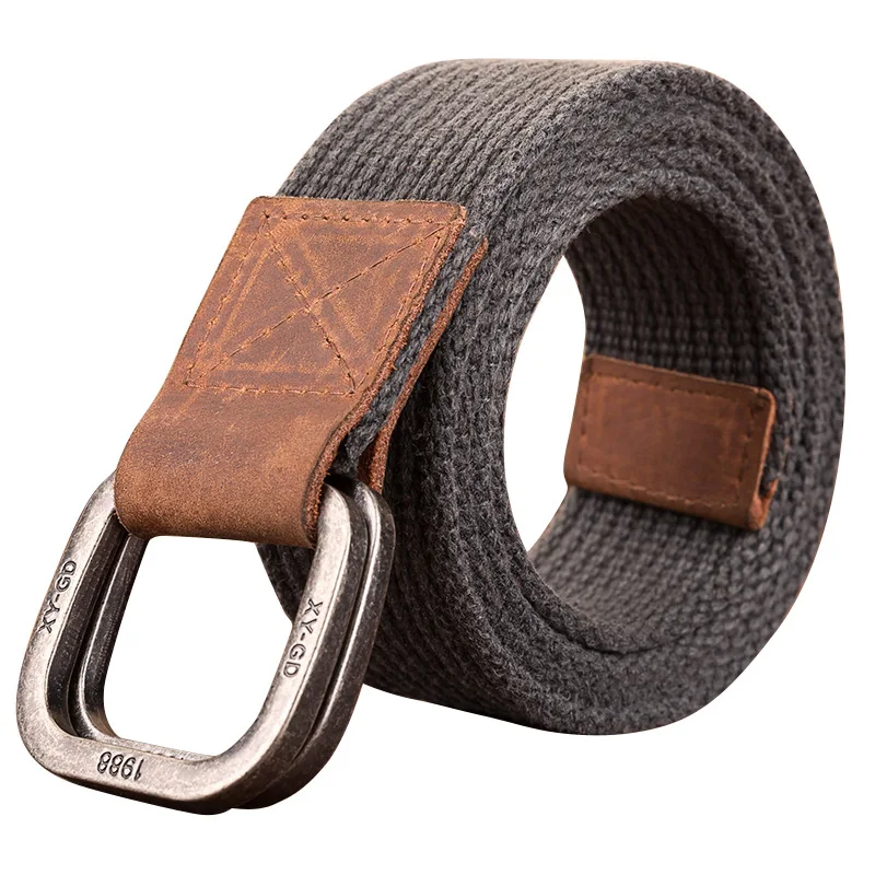 Unisex Canvas Belt  Hot Men Designer Belt Trap Double-ring Buckle Male Casual Solid Knitted Jean Belts Dropshiping brown designer belt