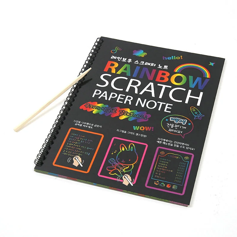 

19*26cm Large Magic Color Rainbow Scratch Paper Painting Scraping Kids Learning Education Toys Scratch Art Painting Doodle