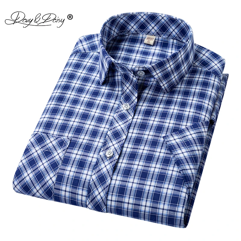 

DAVYDAISY 2019 New Arrival Man Shirt Men Summer Short Sleeved Fashion Causal Classic Plaid Shirt Brand Men Clothes DS335