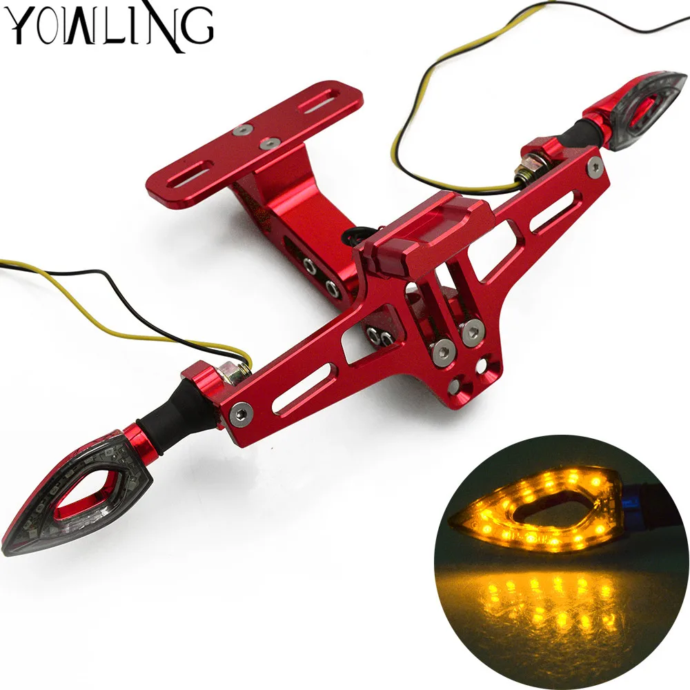 

Motorcycle Licence License Plate Frame Bracket Mount Tag Holder LED Turn Signal light for DUCATI Street Fighter 696 796 796 848