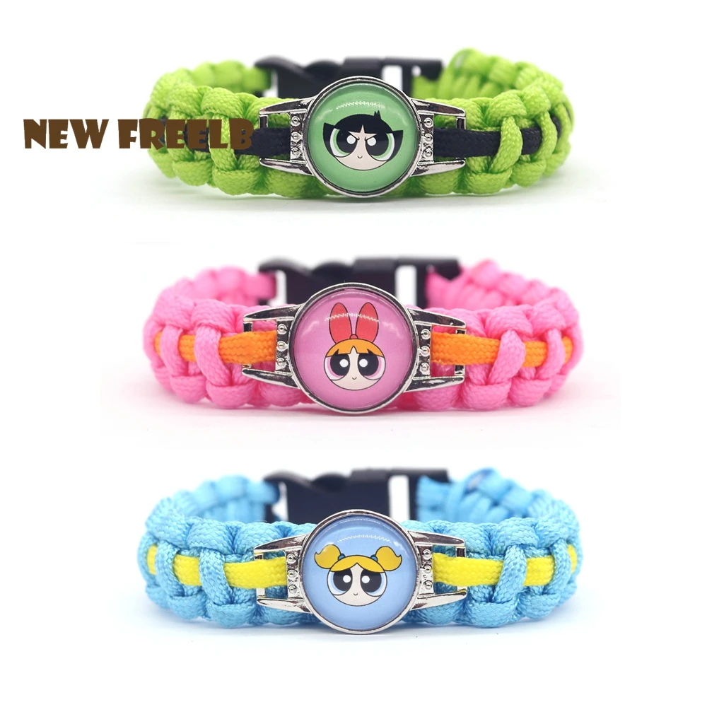 Новинка 2019 Паракорд для девочек с мультипликационным принтом Powerpuff браслет