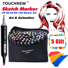 

TOUCHNEW 24/30/40/60/80/ Color Copic Art Marker Alcohol Based Sketch Markers Brush Pen For Drawing Manga Art Supplies