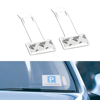 

2Pcs Car Vehicle Parking Ticket Permit Holder Clip Sticker Windscreen Window Fastener Stickers Kit Car Accessories