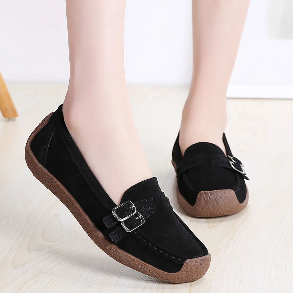 

Fashion Leisure comfort shoes for women Square Toe Suede Slip-On Shoes Flat Single Shoes Peas Boat Shoes womens flats 2019#BY40