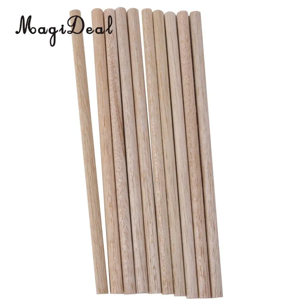 MagiDeal 10pcs Round Natural Wood Sticks DIY Hobby Craft Dowels Pole Rods For DIY Home Garden Decoration Tools Accessory 8mm 