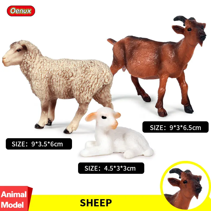 

Oenux Farm Animals Simulation Animal Sheep Figurine Goat Ram Lamb Action Figure Poultry Educational Model Collection Toys Gift