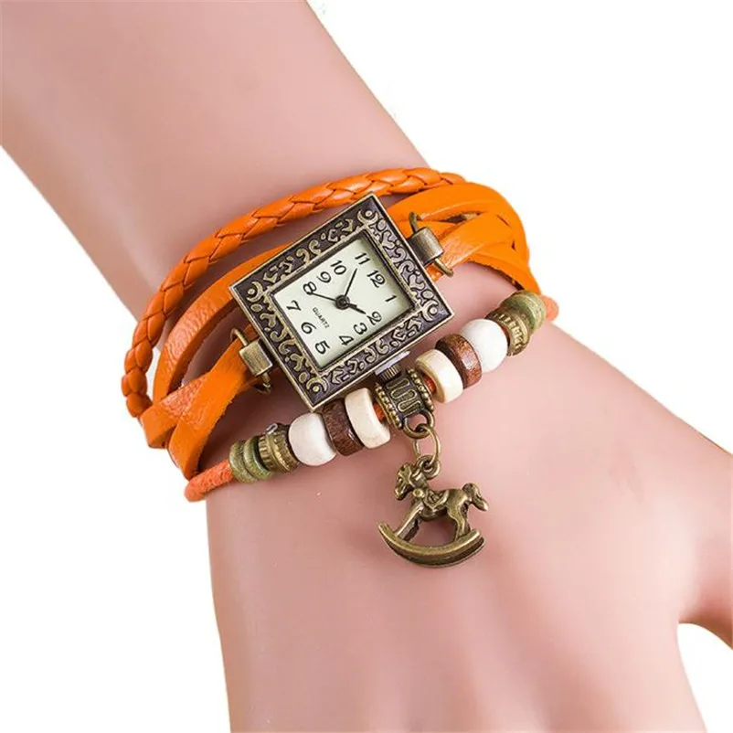 Women's watches casual watches Quartz Weave Around leather watch strap Trojans clock women and bracelet Wrist Watch Reloj M17 (10)
