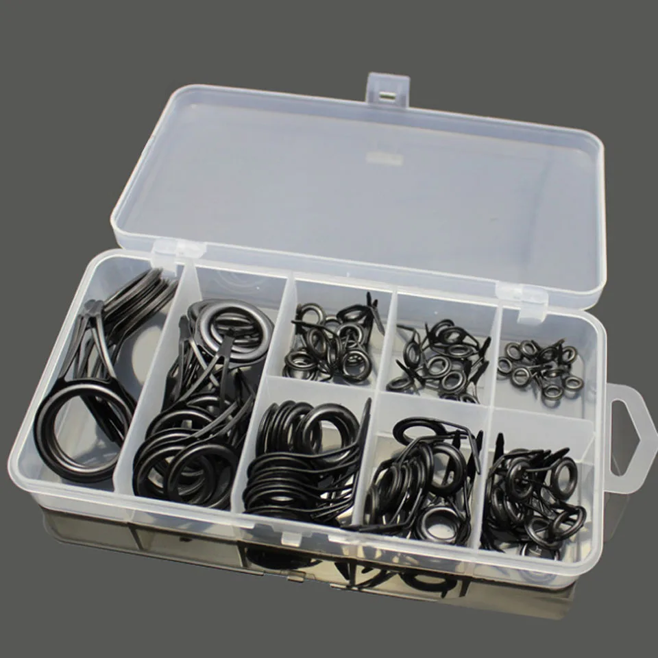 

75PCS/Lot Mixed Size Fishing Rod Guide Set Tip Strong Line Rings Fishing Rod Guide Tip Top Repair Kit