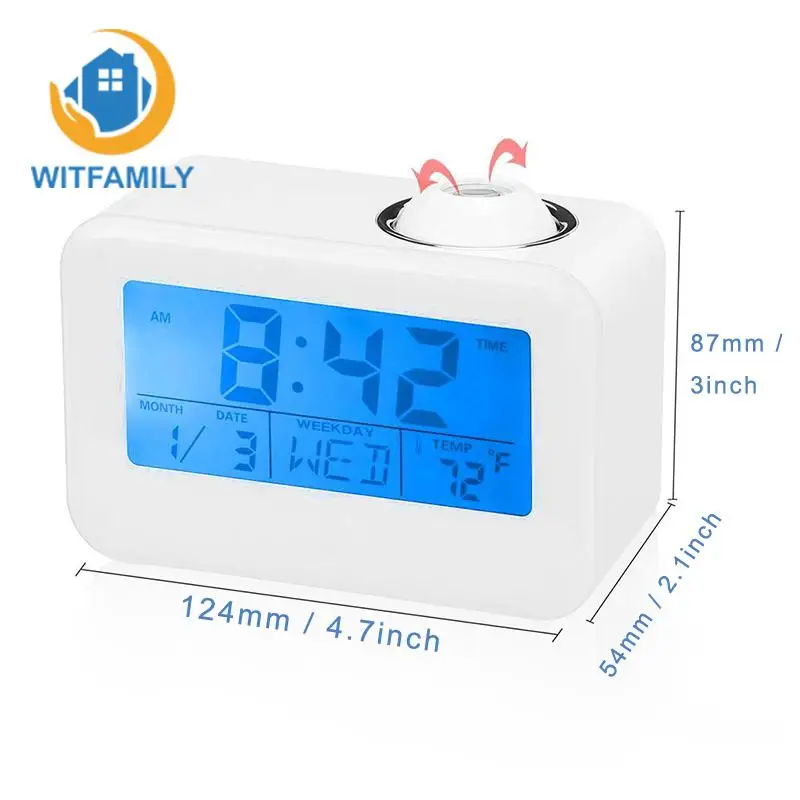 

Week and Temperature Digital Snooze Projection Alarm Clock LED Display, Cube Office Desk Alarm Clock Date