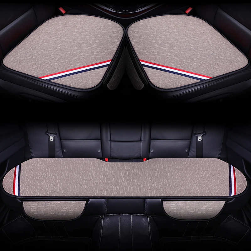 

General size linen fabric car seat covers front and back linen cushion breathable protector cushion car accessories
