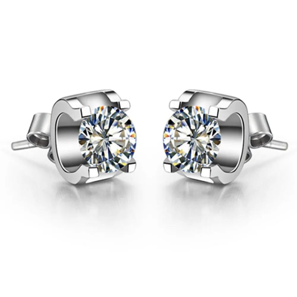 

Test Positive 0.5CT/Piece Moissanite Earrings Brand Copy Sterling Silver PT950 Stamped Moissanite Diamond Stud Earrings Women