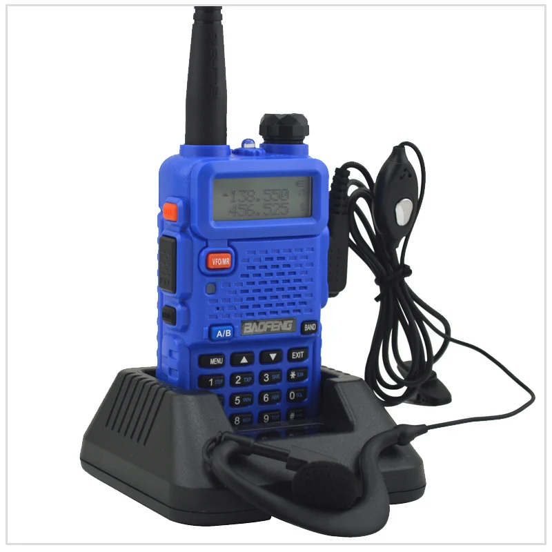 СИНИЙ baofeng 5R радио двухполосная UV-5R рация двойной дисплей 136-174/400-520 МГц двухстороннее радио с бесплатным наушником BF-UV5R