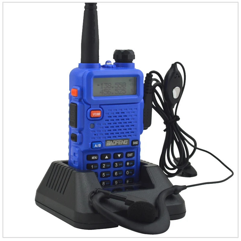 Рация Blue baofeng 5R Двухдиапазонная рация dualband с двумя дисплеями 136 174/400 520 МГц