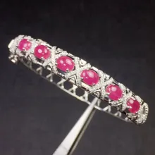 Рубиновый браслет,, натуральный рубин, серебро 925 пробы, 4*5 мм, 0.6ct* 6 шт, драгоценный камень, ювелирные украшения# SL18062112