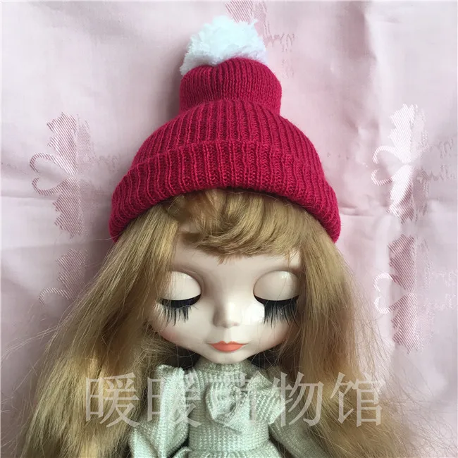 Карамельный цвет 1/6 blyth модная кукольная шляпа шерстяная шляпа 1/4 1/6 bjd кукла аксессуары вязаная шапка для blyth Кукла аксессуар - Цвет: Красный