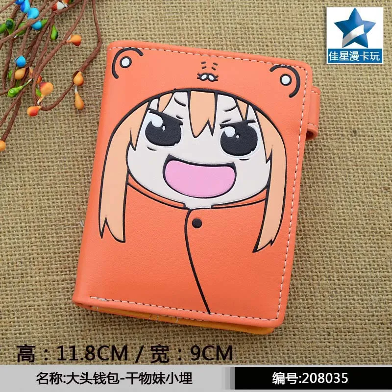 Кожаные Кошельки на кнопке аниме Neko Atsume держатель для карт кошелек новая распродажа Красочные Короткие портмоне для мальчиков и девочек подарок - Цвет: Doma Umaru 1