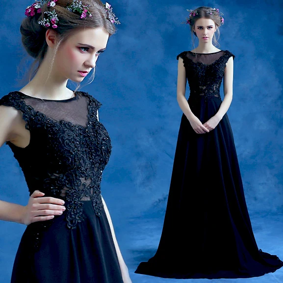 

Black halter bridal dinner Annual showman dress 2019 new long sectionperform in the long and short in front of wedding dress