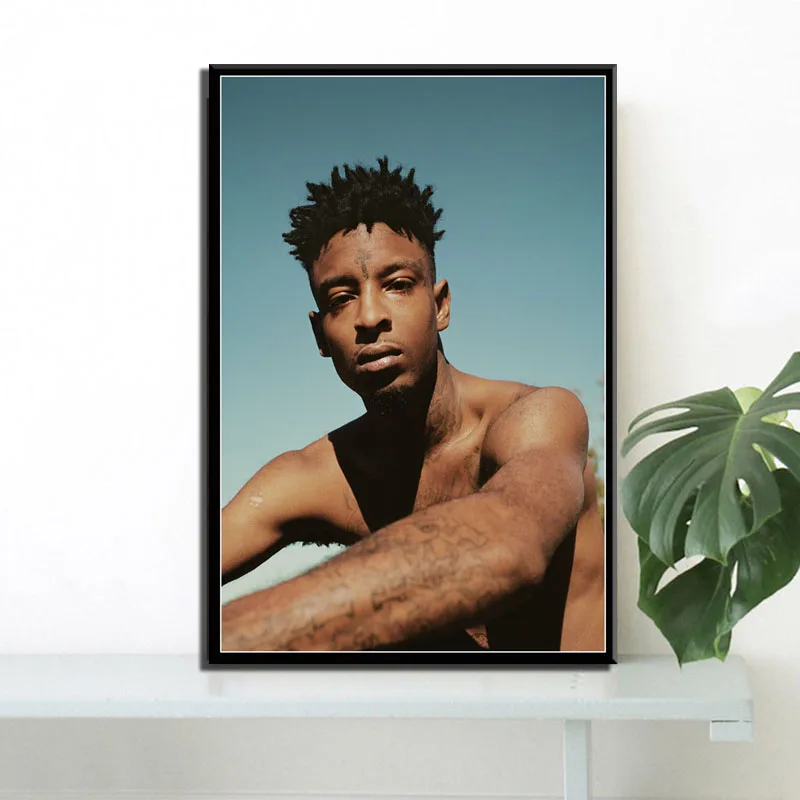 P551 21 Savage Rap музыкальная звезда хип хоп художественная живопись Шелковый Холст
