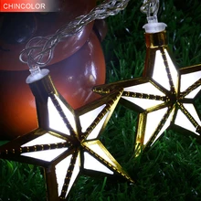 5 м 20 светодиодов Праздничные огни пятиконечная звезда светодиодная гирлянда ЕС вилка Рождественская гирлянда сказочное свадебное украшение DA