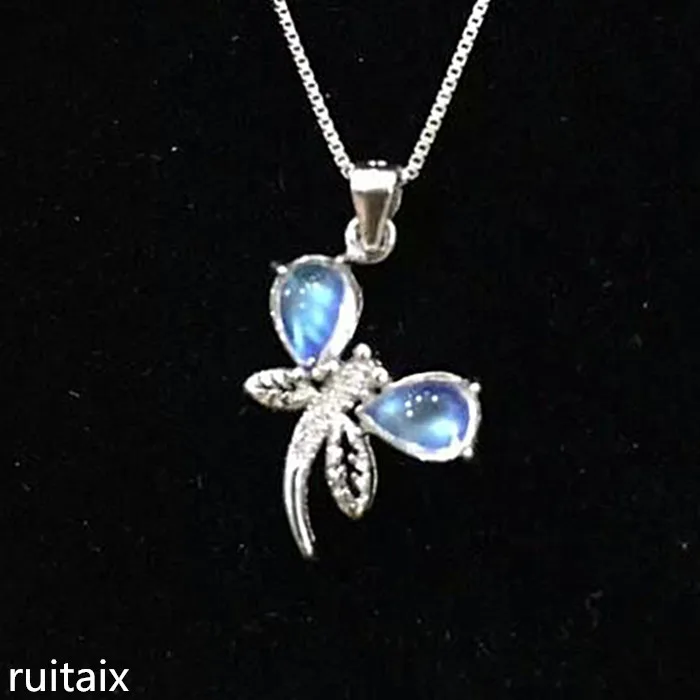 KJJEAXCMY boutique jewels кулон в виде стрекозы из чистого серебра 925 пробы с лунным камнем +