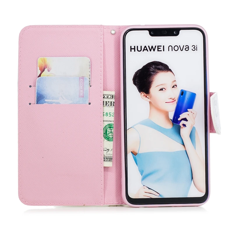 Чехол для Huawei Nova 3i 3 i Huwawei Nova3i Роскошный кожаный флип чехол бумажник Coque P Smart Plus
