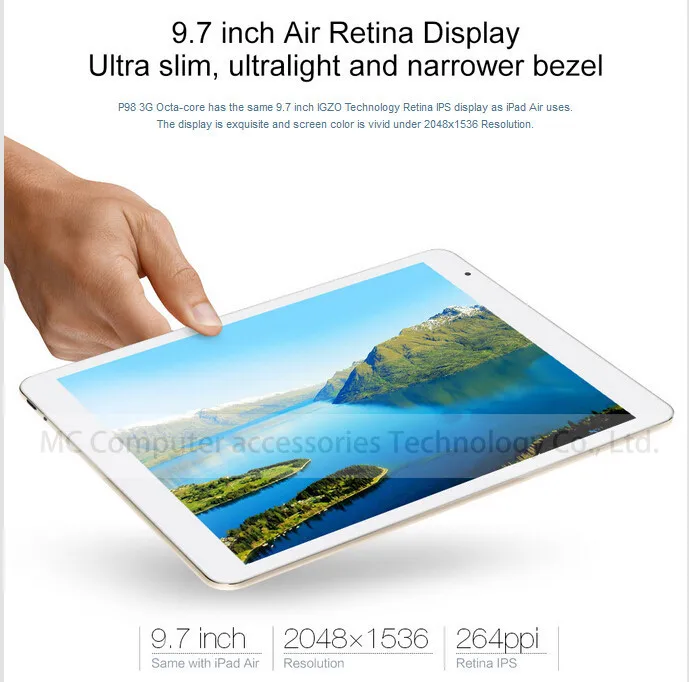 Teclast P98 3g Восьмиядерный MTK8392 планшетный ПК retina 9,7 дюймов 2048x1536 Двойная камера 13,0 МП Android 4,4 gps WCDMA телефонный звонок 2 ГБ/16 ГБ