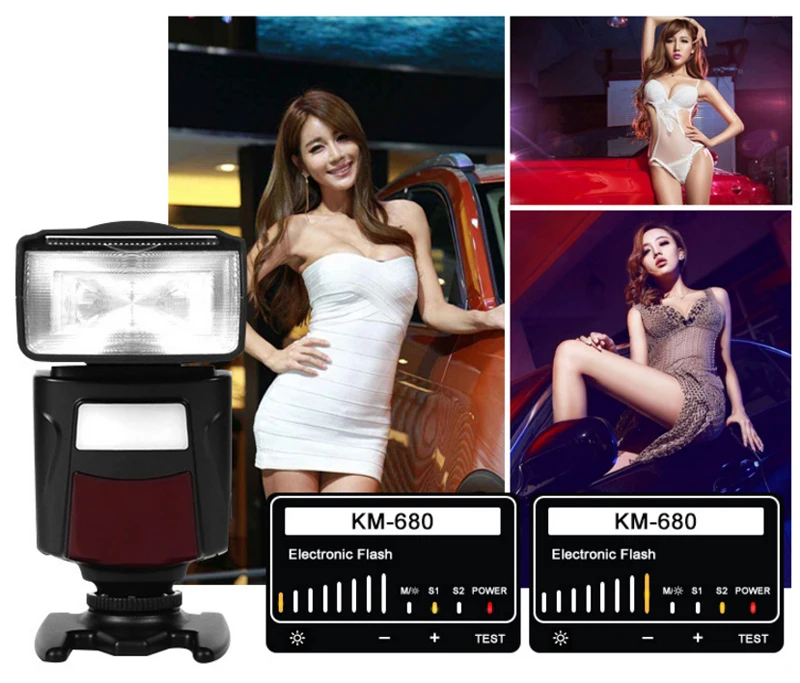 270 Degrees Rotation LCD Flash Speedlite Light Mode M/S1/S2 for Standard Hot Shoe for Canon Nikon Sony 5800K Color Temperature