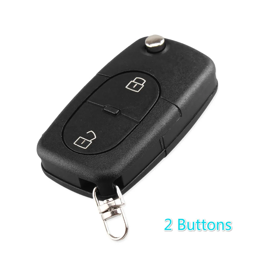 KEYYOU Замена 2/3 кнопки флип-ключ для автомобиля чехол оболочка Fob для Audi TT A2 A3 A4 A6 A8 Quattro старые модели с лезвием CR1620 - Количество кнопок: 2 Кнопки