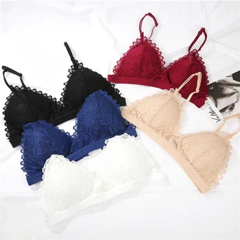 

Female Floral Lace Bra Wire Free Sexy Women Bra Lingerie Seamless Brassiere