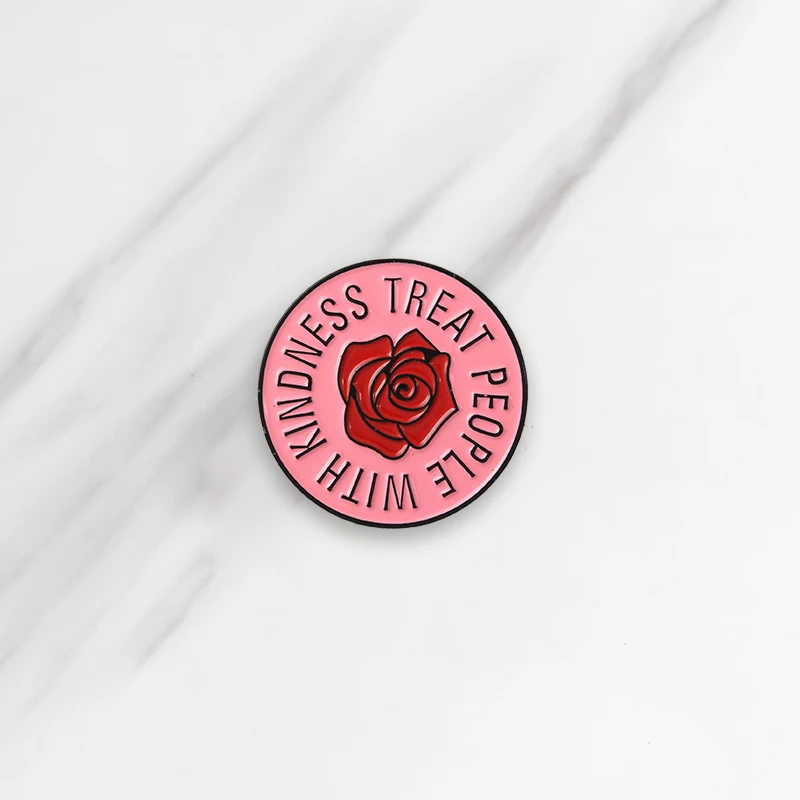 

Pink Red Rose Soft Enamel Brooches TREAT PEOPLE WITH KINDNESS Button Pin clothes Badge ONE DIRECTION Jewelry Gift for Fans