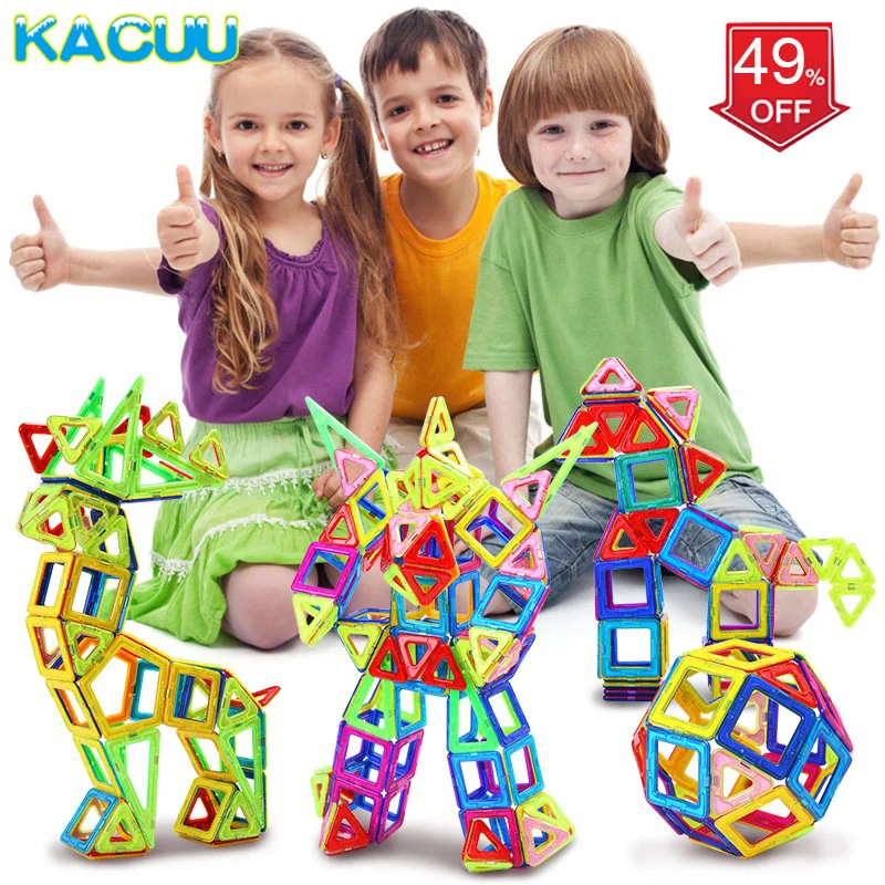 

KACUU 100-180PCS Mini Magnetic Construction Set Model & Building Magnetic Blocks Educational Designer Toys For Kids Gifts