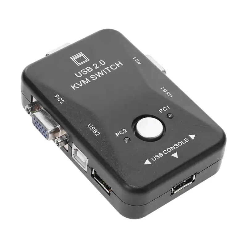 ALLOYSEED ABS 2 порты и разъёмы USB 2,0 VGA 1920X1440 сплиттер квм коробка переключения для мышь клавиатура Монитор обмен компьютер PC