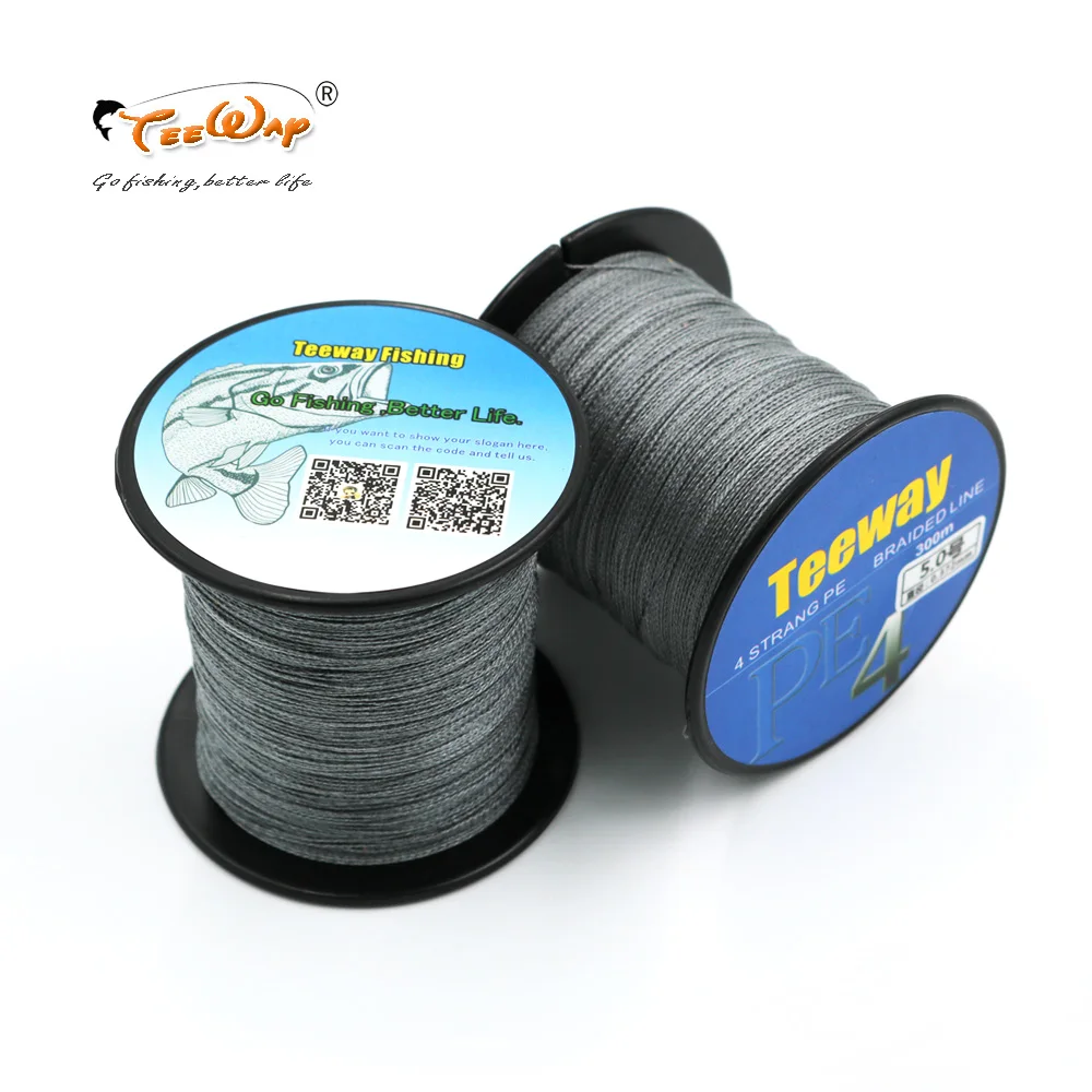 Teeway 1 шт. 300 м плетеная полиэтиленовая рыболовная леска суперпрочная 4 жильная для