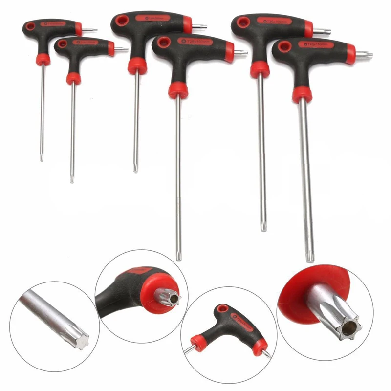 1pcs T10/15/20/25/30/40 T-Handle Grip Torx Hex Screwdriver Allen Key Wrench Tool