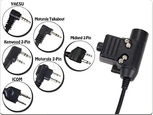 Z-TAC Tactical Headphone U94 Headset PTT Military Radio for Kenwood 2 Pin Black (3)