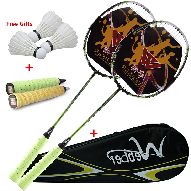 

Professional Ultra Light Carbon Badminton Racquets Elastic&Durable Racket For 18-24 lbs Low/Medium Pound Amateur Junior