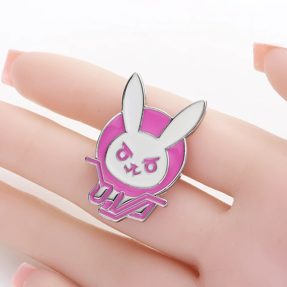 Game OW Overwatch DVA Pink Rabbit Metal Pin Enamel Brooch Cosplay Props Jewelry