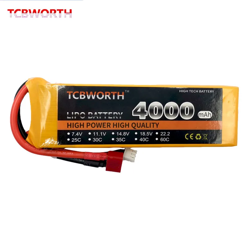 Аккумулятор LiPo 2S 7 4 в 4000 мАч 40C 60C для радиоуправляемого автомобиля вертолета