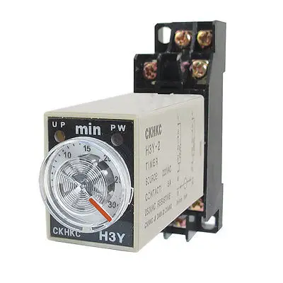 

AC 220V 8 Pins DPDT 0-30Min Timer Delay DIN Rail Time Relay H3Y-2 w Socket