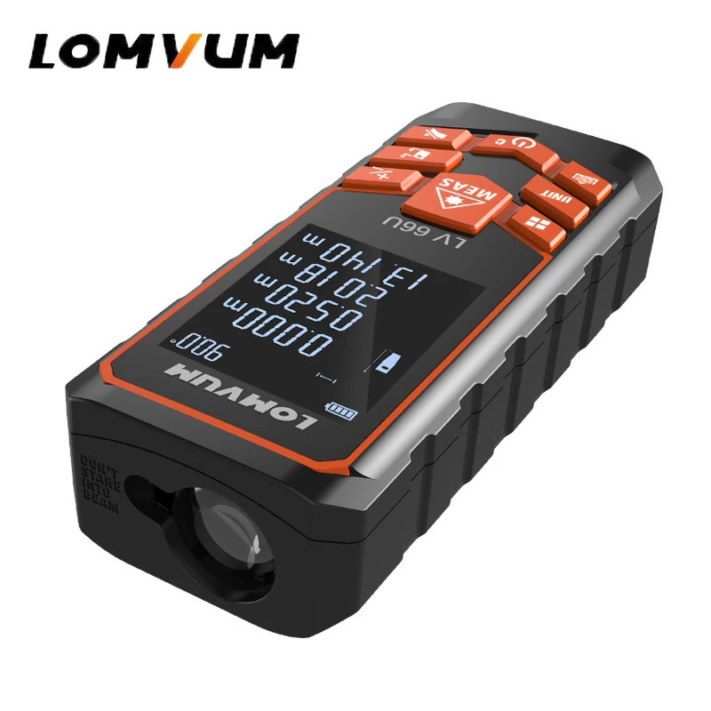 LOMVUM Laser Rangefinder Handhold Digital Laser Distance Meter Electrical Level Tape Laser Distance Measurer 40M-120M LV 66U