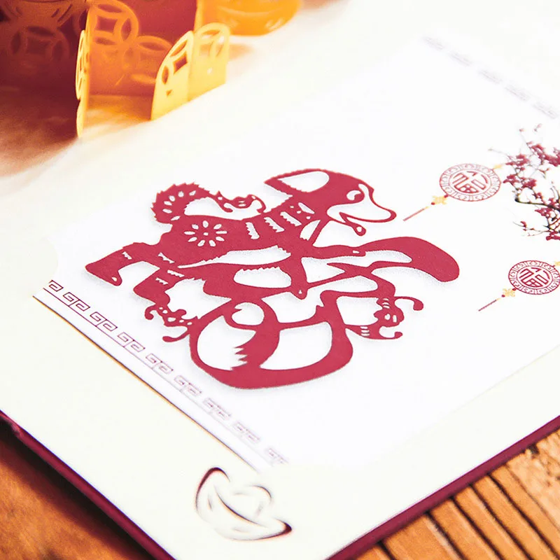  3D Handmade Chinese Zodiac Dog New Year Bless Rich Paper Invitation Greeting Cards PostCard Oversea - 32839553475