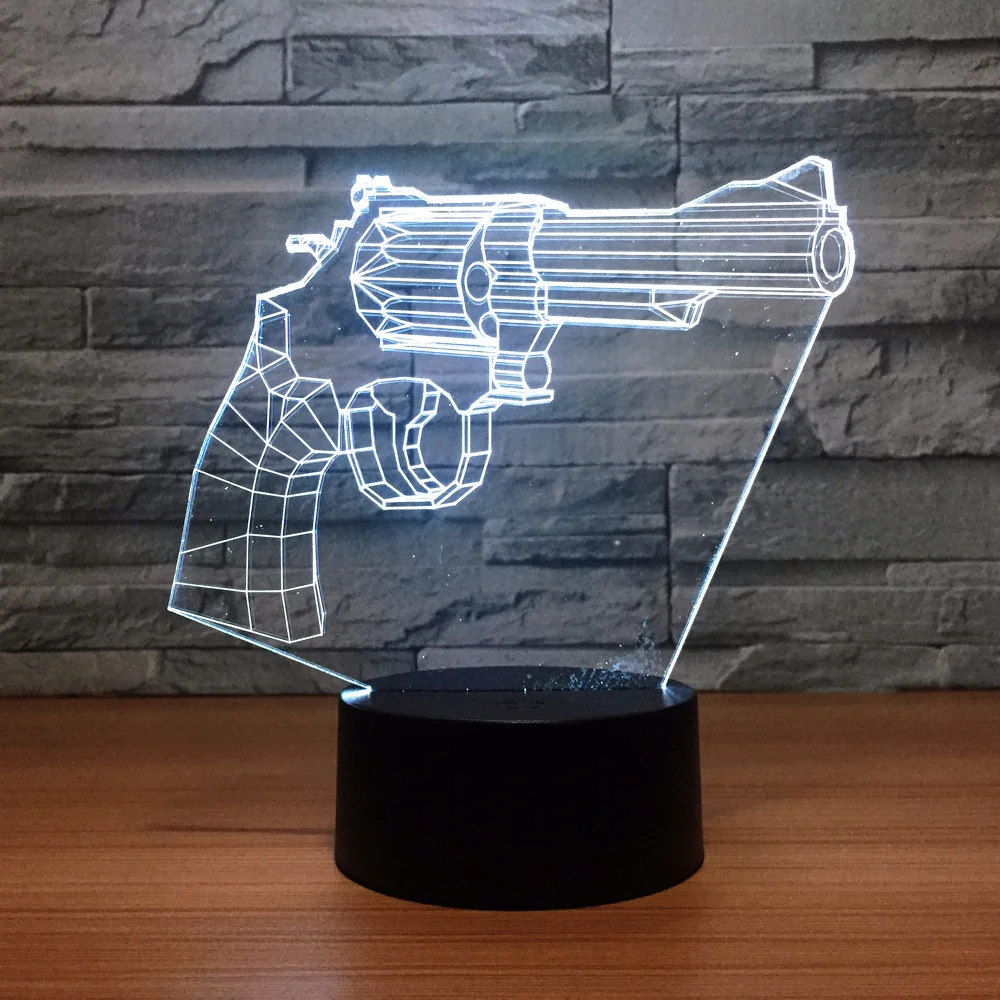 Новинка вращающийся пистолет 3D лампа 7 цветов светодиодный ночник для детей