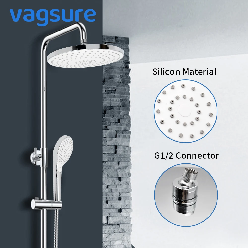 

Vagsure Ceiling Mounted Rainfall Plastic Top Spray Shower Head G1/2 Connector Silicon Top Spray Nozzles Shower Room