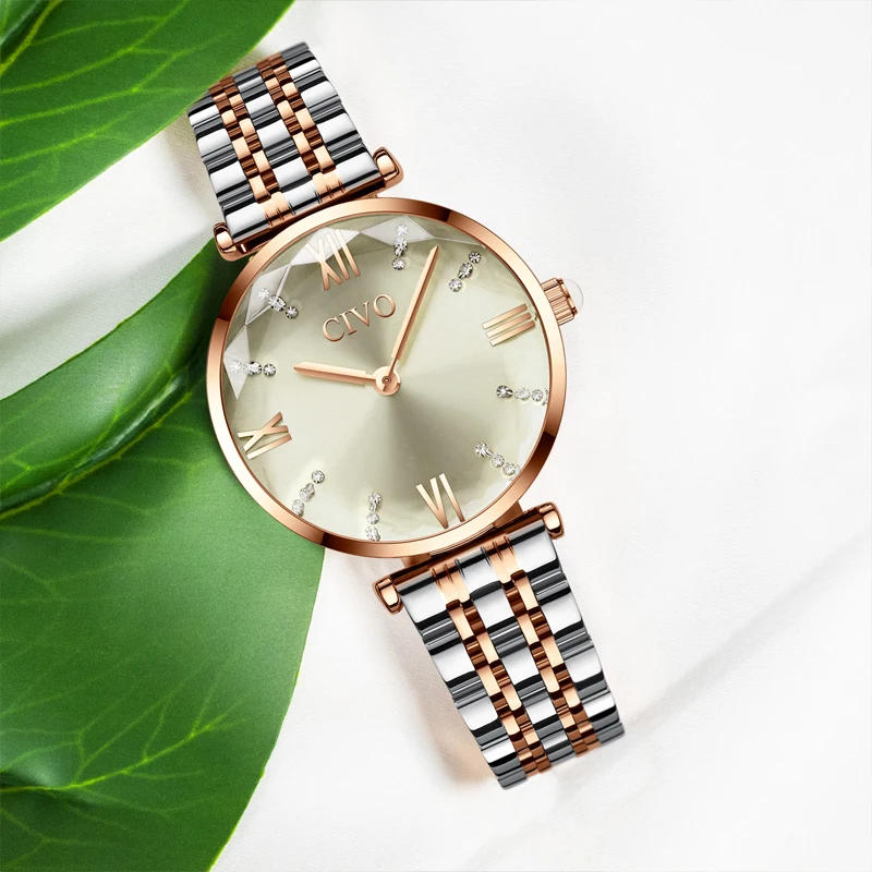 

CIVO Simple Stainless Steel Strap Women Watches Waterproof Watch Diamond Quartz Wirstwatch For Womens Reloj Mujer Ladies Clock