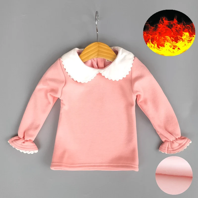 Одежда для маленьких девочек возрастом от 1 года до 6 лет осенне-зимняя рубашка хлопковый флисовый теплый топ с длинными рукавами, одежда для маленьких девочек детские пуловеры kawaii, футболка - Цвет: winter fleece warm