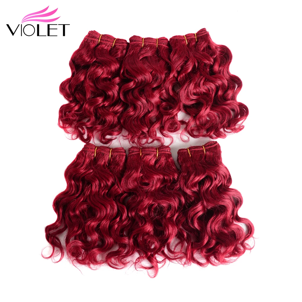 Violet Peruvian Deep Wave High Ratio 8 Inch Short Burgundy Remy
